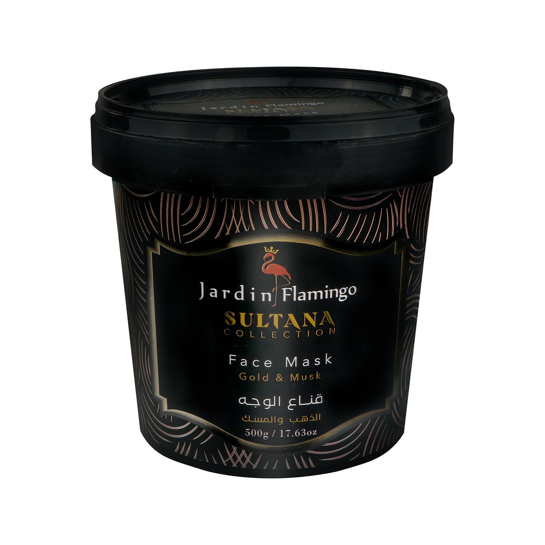 Jardin Flamingo sultana face mask with gold and musk