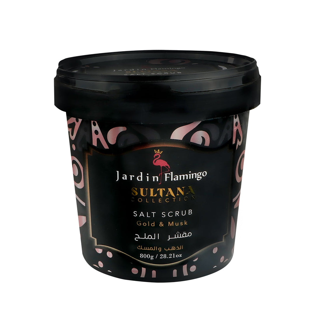 Jardin Flamingo sultana salt scrub with gold and musk