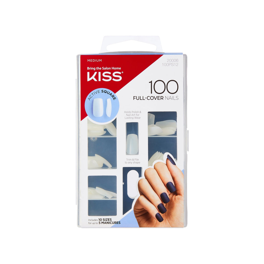 kiss full-cover active square Long, 100 nails, 100ps12