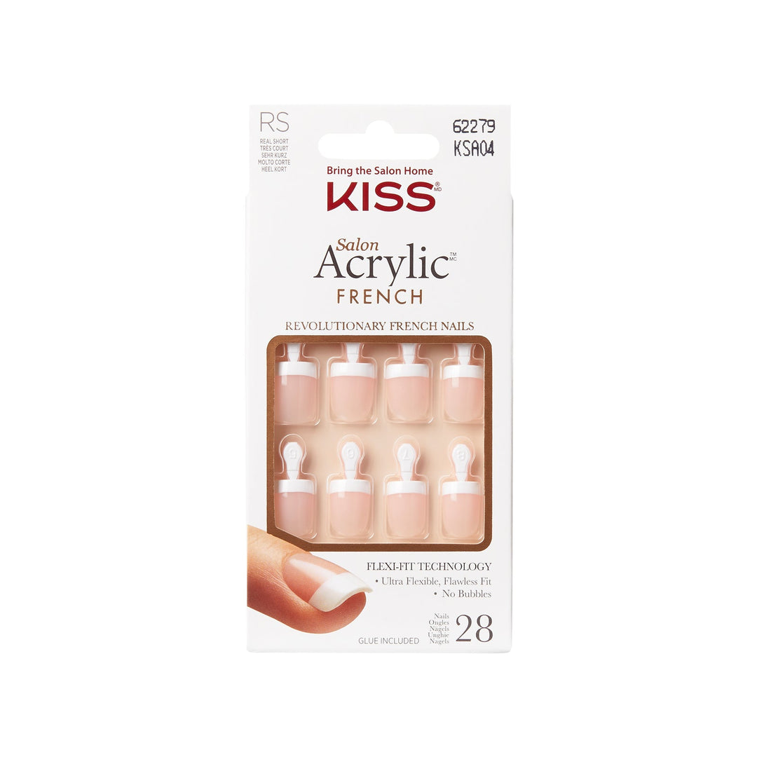 Kiss acrylic french Dry Spell Real Short, 28 nails, KSA04C