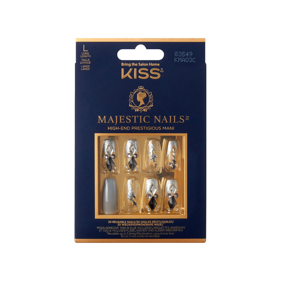 Kiss Majestic Sparkle Long, 28 nails, KMA03