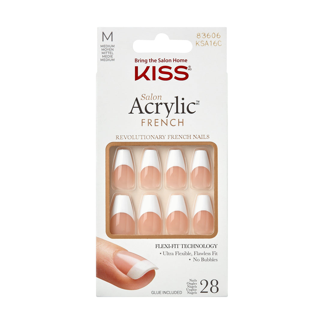Kiss acrylic french Kit- Je Taime medium, 28 nails, KSA16