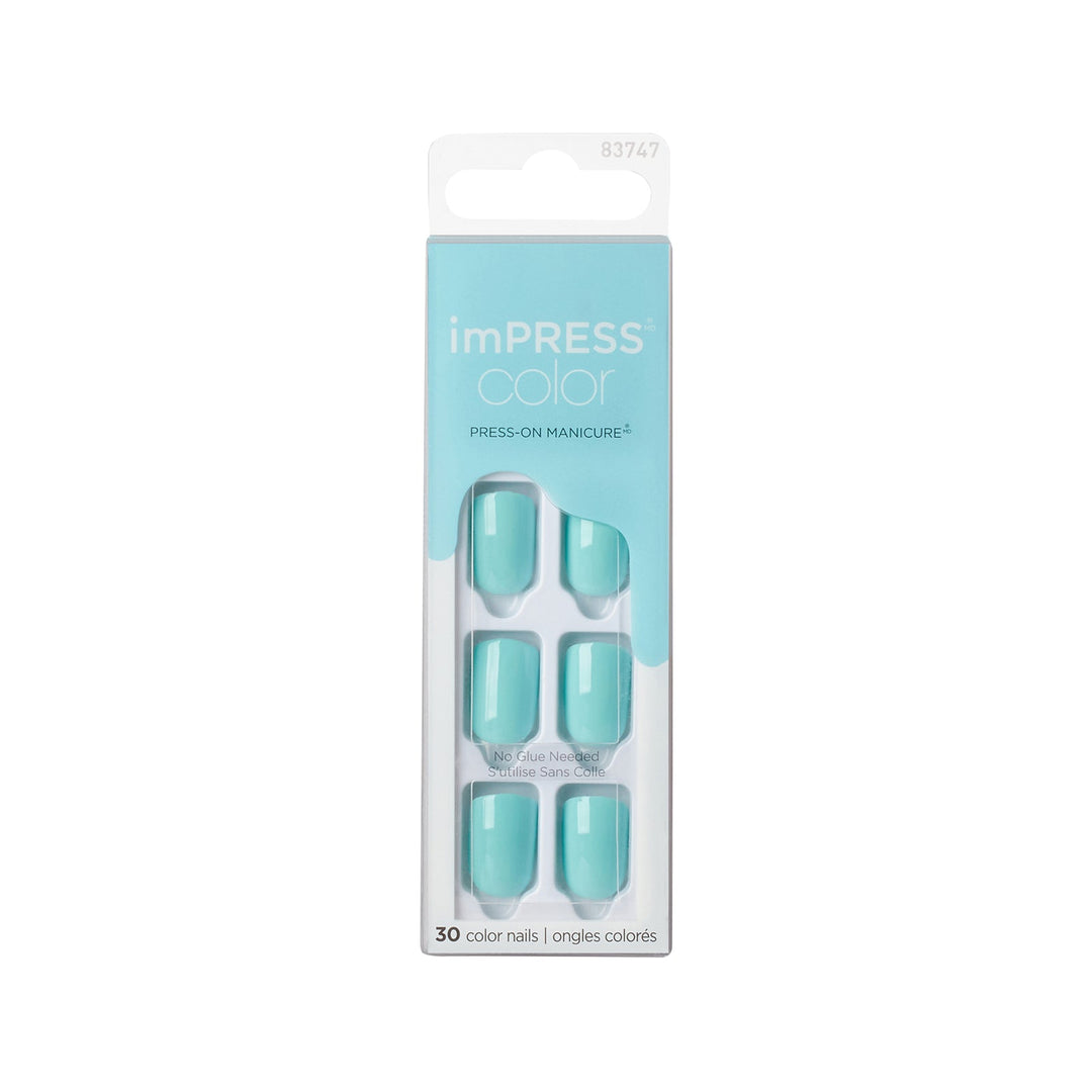 Kiss impress color Mint To Be short, 30 nails, KIMC008