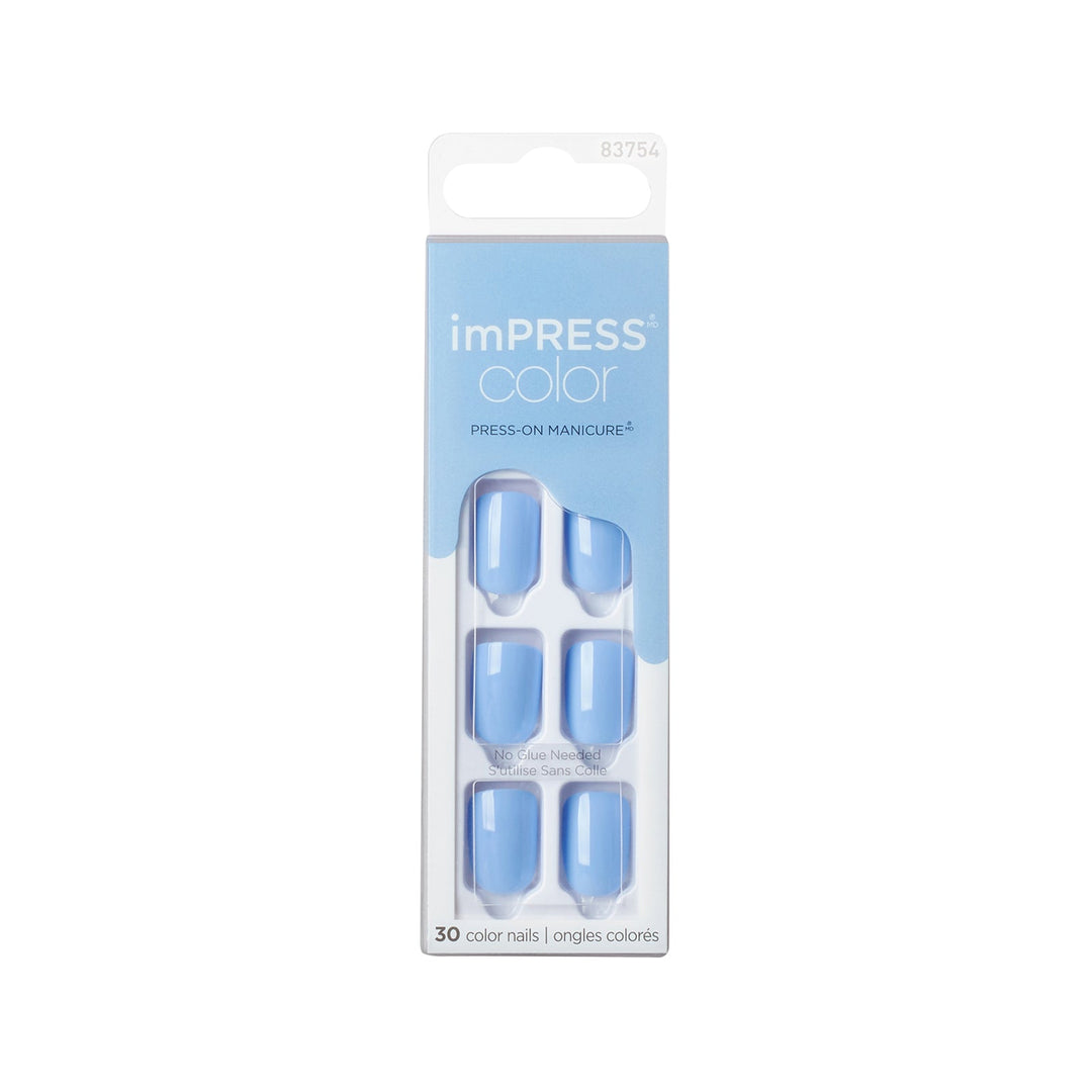 Kiss impress color Baby Why So Blue short, 30 nails, KIMC015