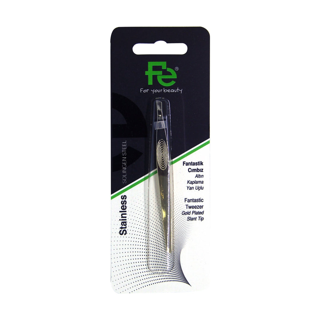 Fe Fantastic Tweezers Gold plated slant tip