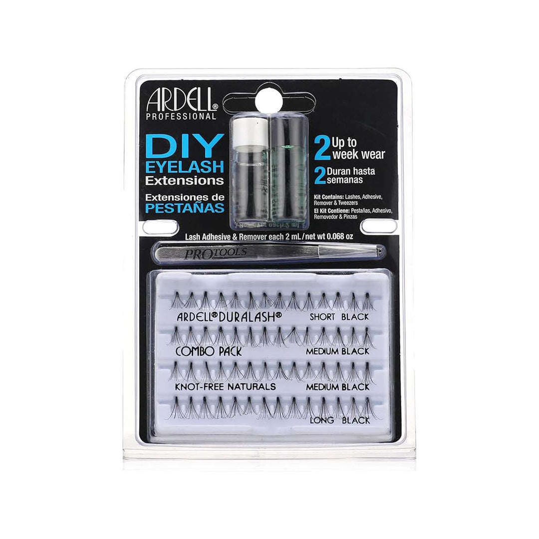 Ardell  Diy  Extension Kit individual Lashes  SHORT/MEDIUM/LONG BLACK KNOT-FREE NATURALS  (with adhesive, remover & tweezers)