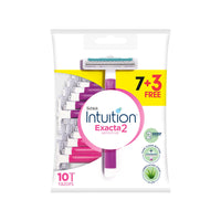 Schick Intuition Hair Removal Blades Exacta 2 Women Sensitive 7+3 free – Smooth Hair Removal for Sensitive Skin