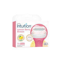 (Only Razor Included) Schick Intuition Lemon Berry Breeze Refill Blades for Women – 3 Pcs – Smooth Hair Removal for Sensitive Skin