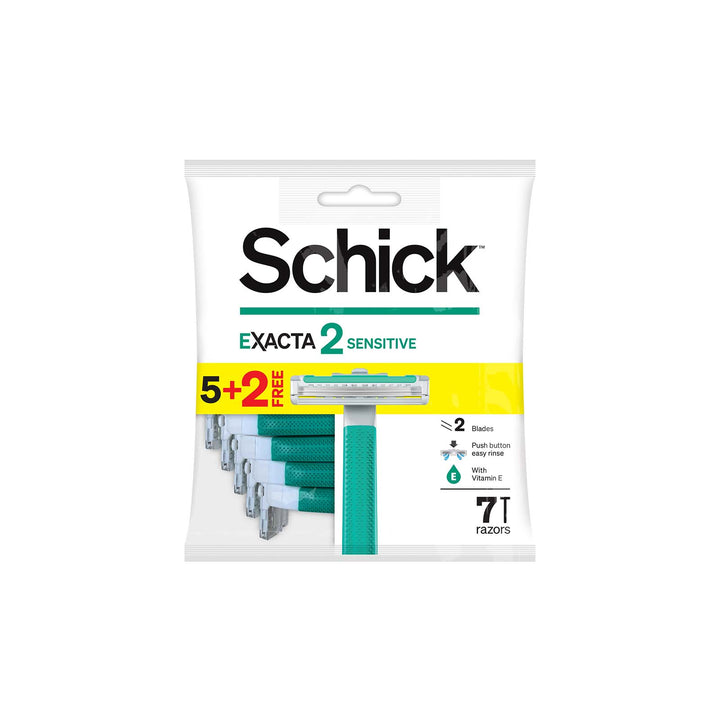 Schick Exacta2 Sensitive Disposable Razors for Men – 7 Pack