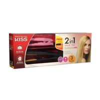 Kiss 2 in 1 Value Pak Ceramic Tourmaline (220V) KFI02 2pcs – Smooth Styling & Hair Shaping