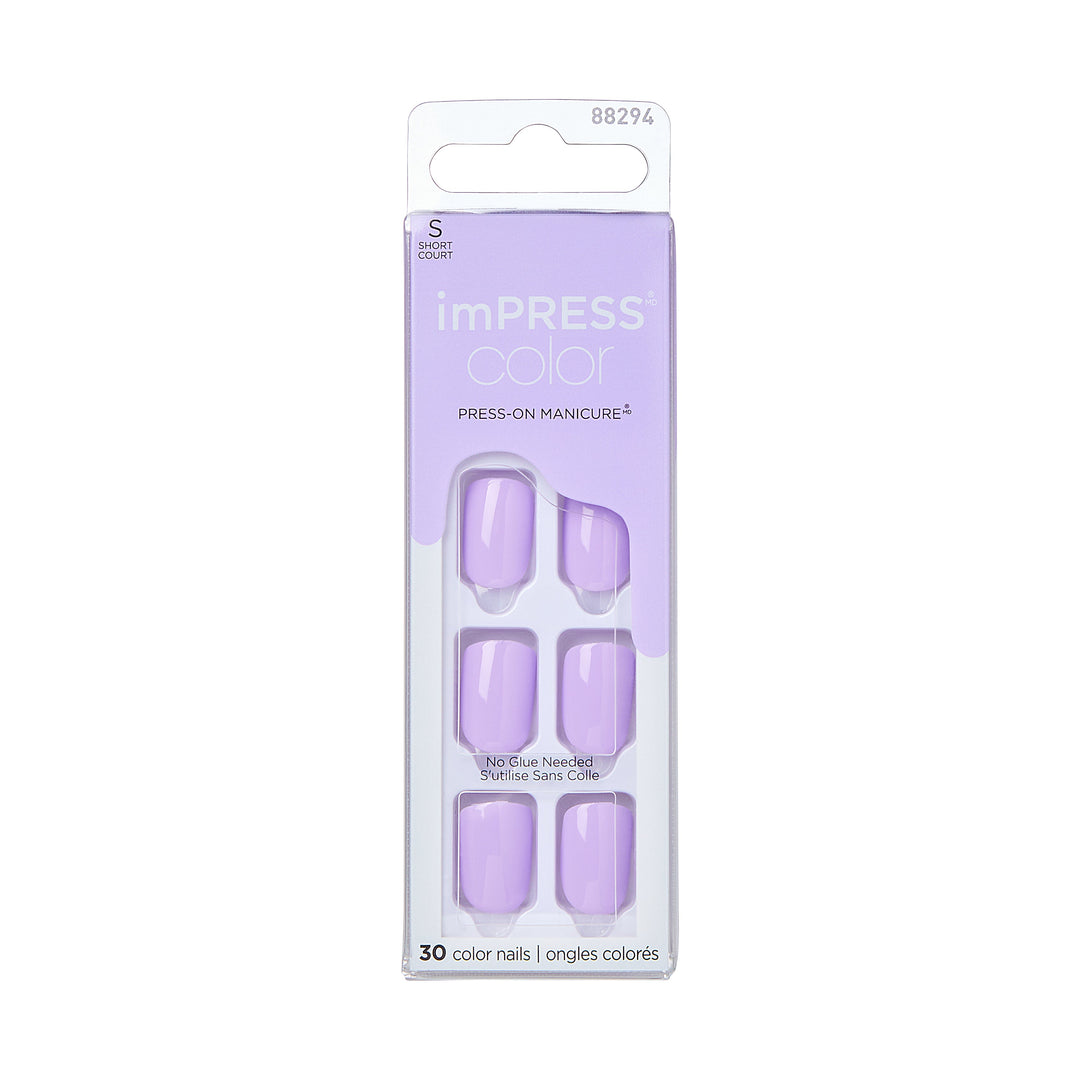 Kiss impress color Vivid Lavender short, 30 nails, IMC37C