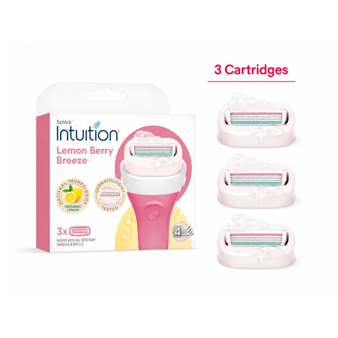 (Only Razor Included) Schick Intuition Lemon Berry Breeze Refill Blades for Women – 3 Pcs