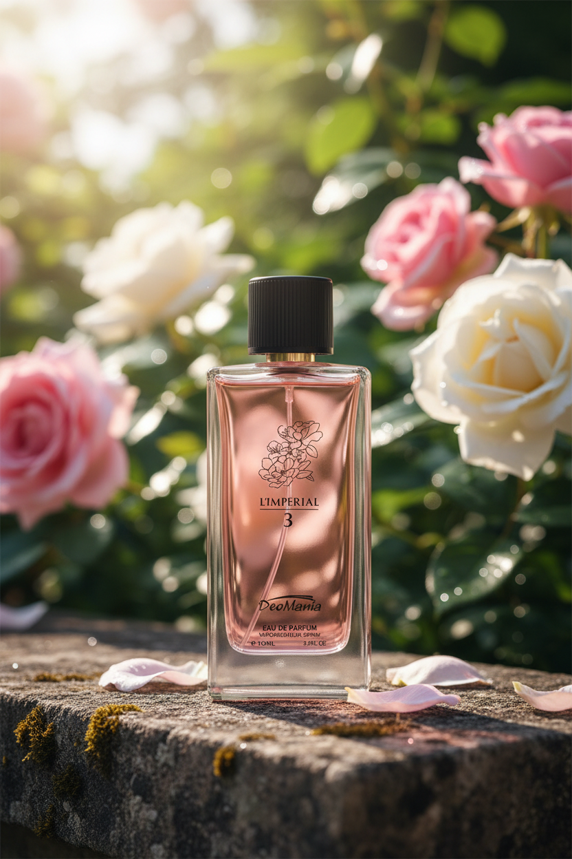 L'Imperial perfume bottle outdoor setting