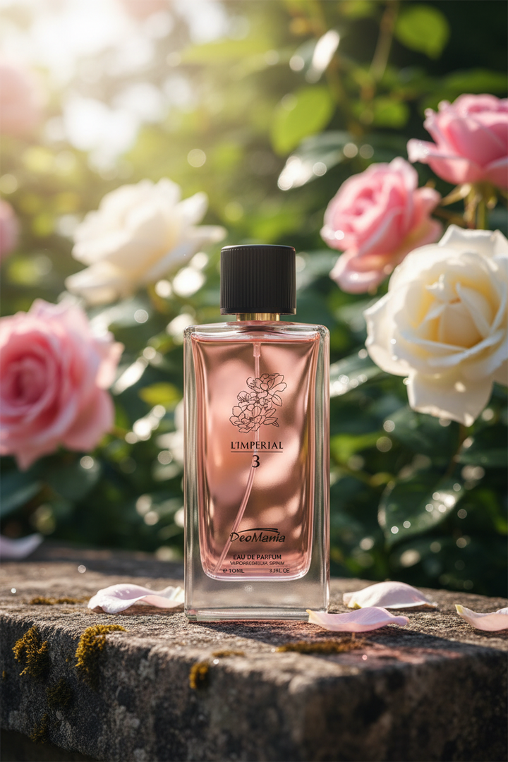 L'Imperial perfume bottle outdoor setting
