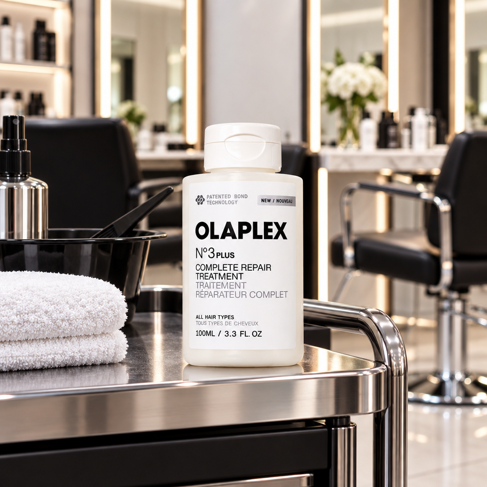 Olaplex No.3PLUS on professional salon trolley