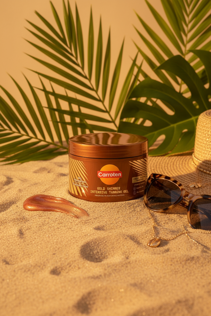 Lifestyle shot - Carroten Gold Shimmer Intensive Tanning Gel