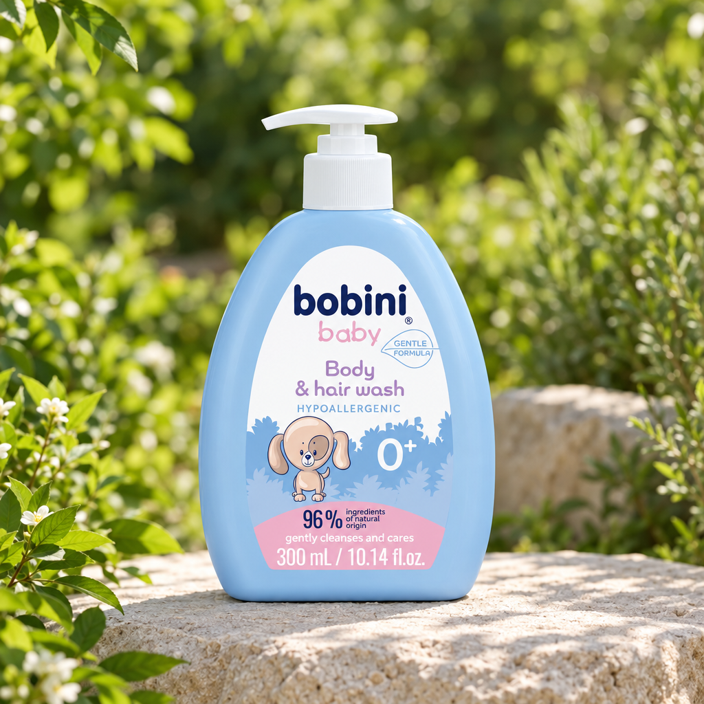 Bobini Baby Body and Hair Wash 300ml outdoors