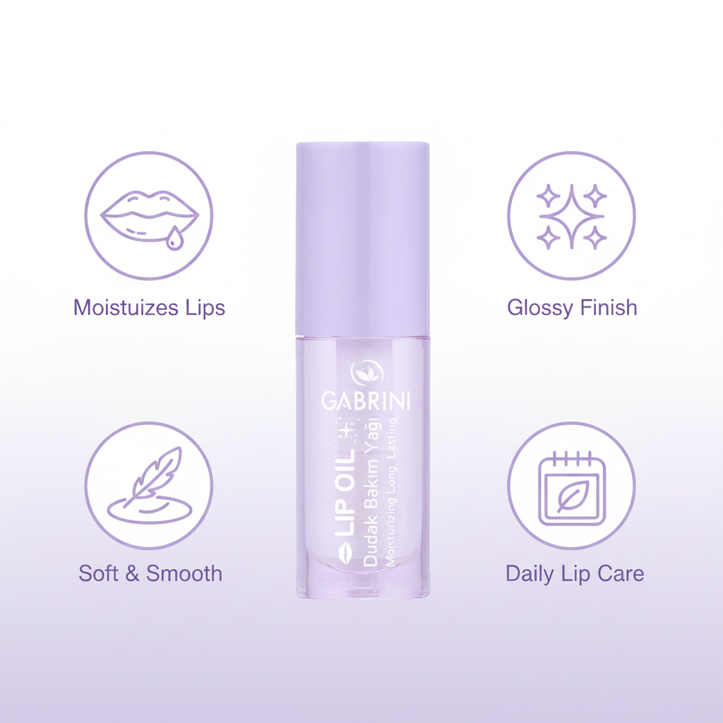 Benefits of Gabrini Lip Oil including moisture, gloss and softness
