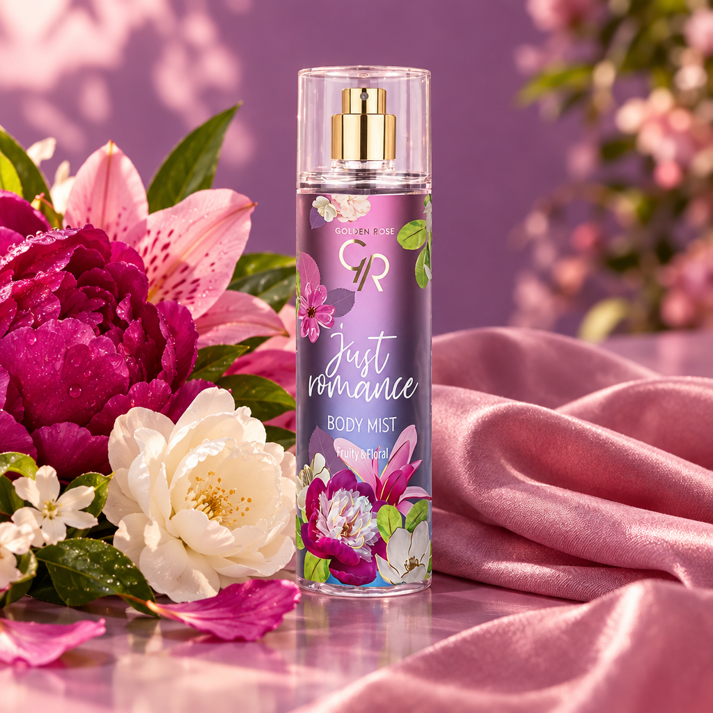 Golden Rose Just Romance Body Mist floral still life