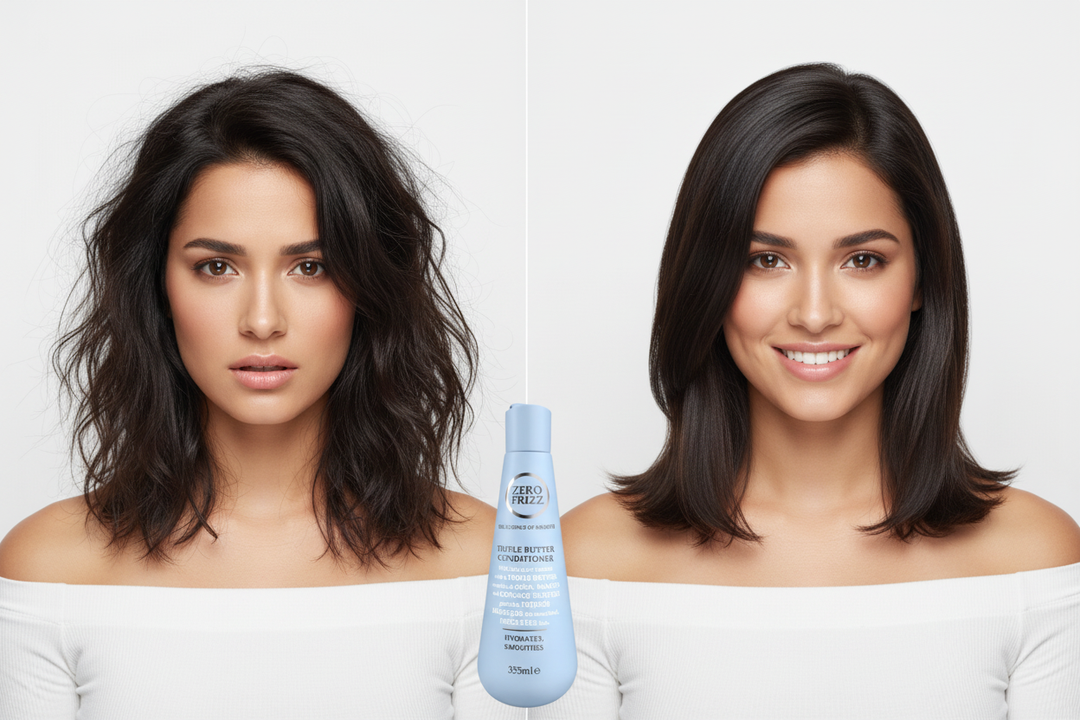 Zero Frizz Triple Butter Conditioner before and after