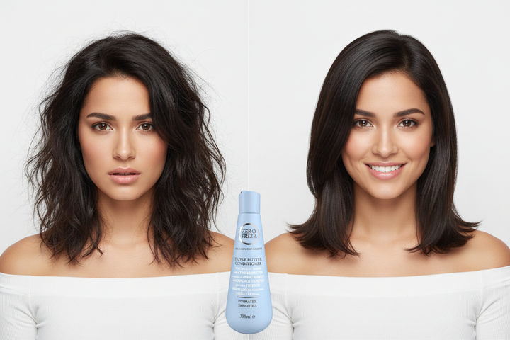 Zero Frizz Triple Butter Conditioner before and after