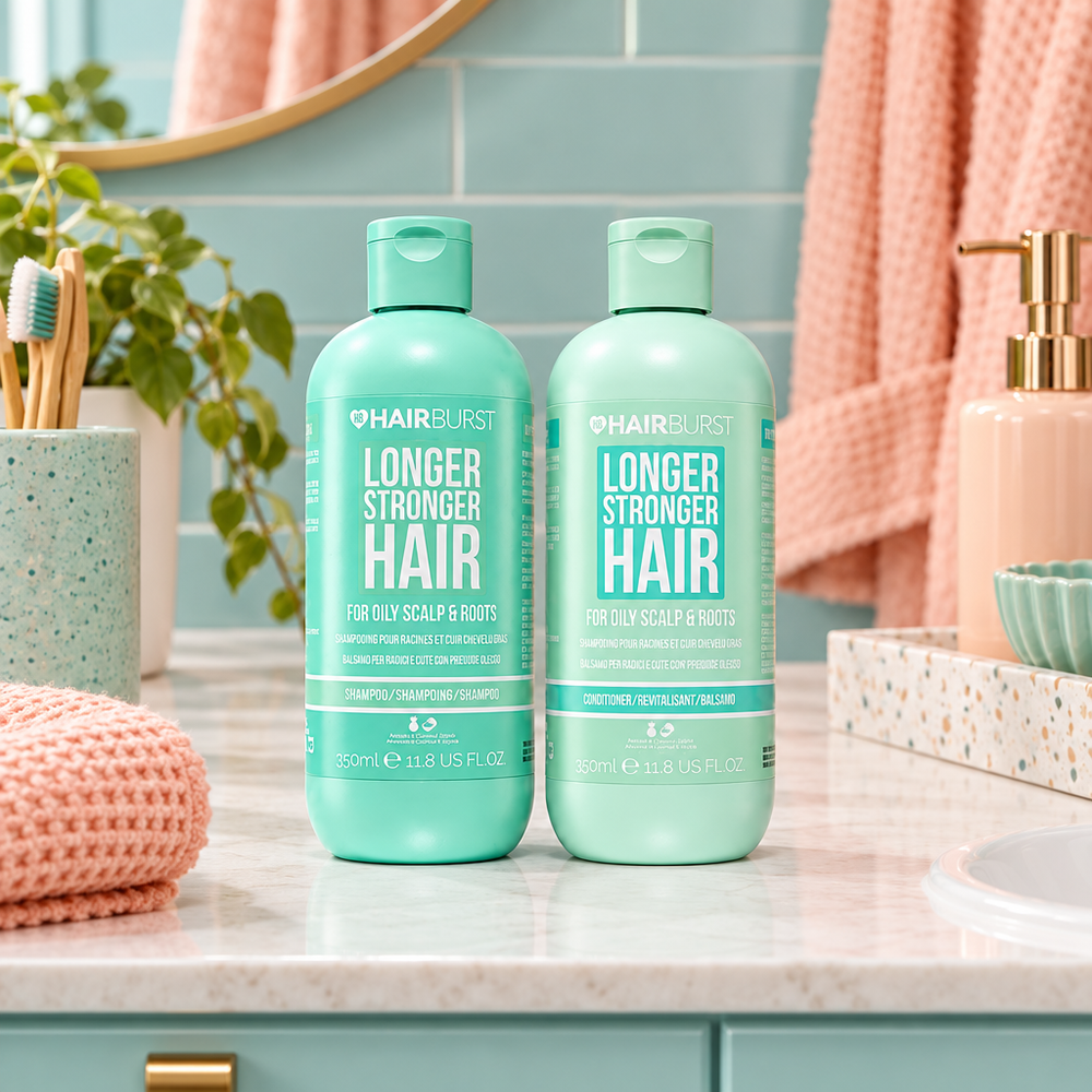 Hairburst oily scalp shampoo and conditioner 350ml indoors