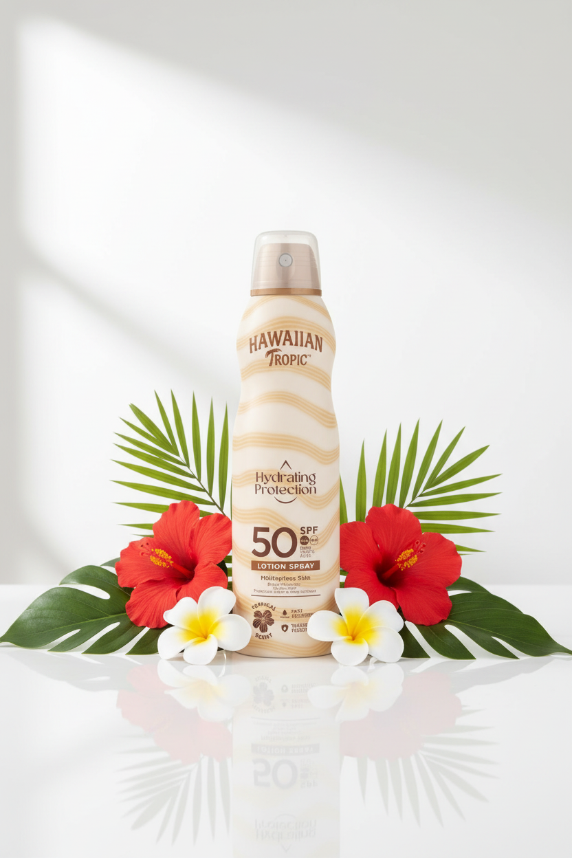 Hawaiian Tropic SPF50 indoor setting