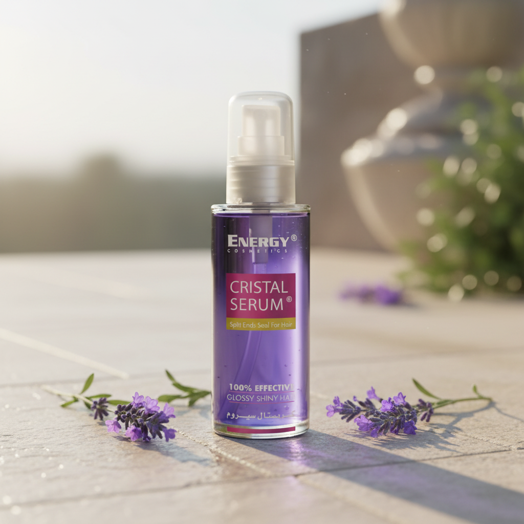 Energy Cosmetics Cristal Serum in soft outdoor light