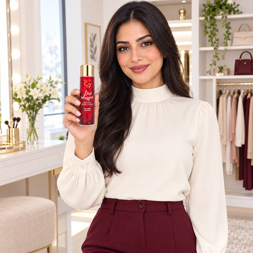 Golden Rose Love Whisper body lotion model