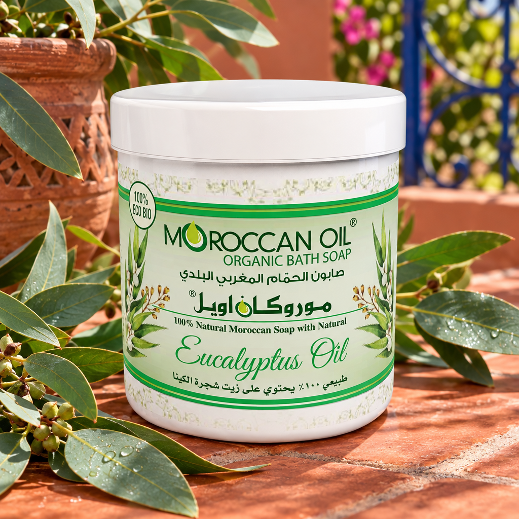 Moroccan Oil eucalyptus bath soap outdoors