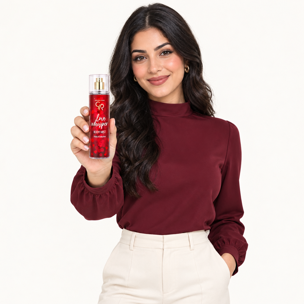 Golden Rose Love Whisper body mist model