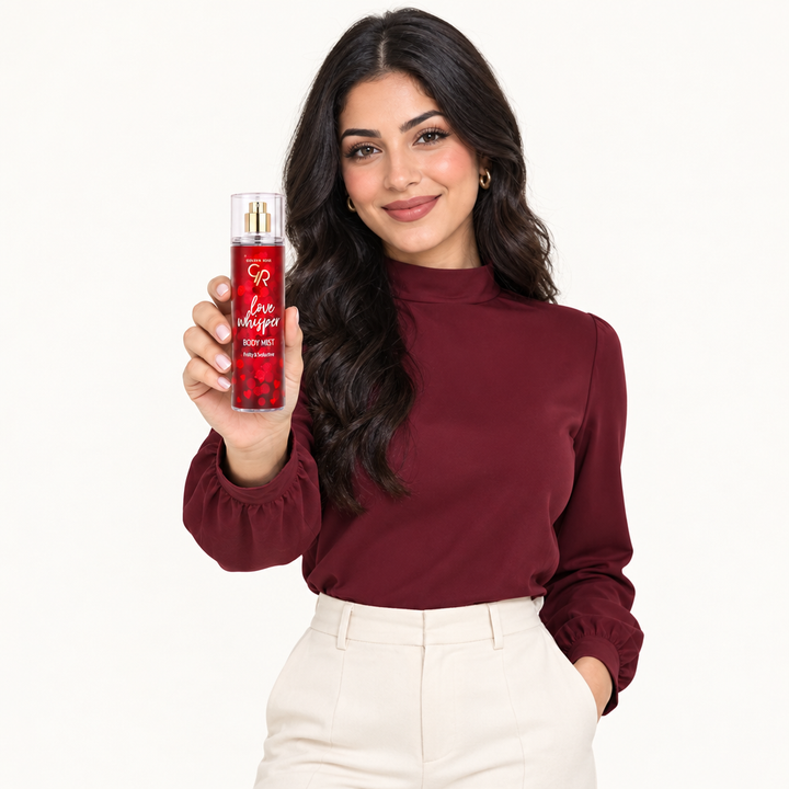 Golden Rose Love Whisper body mist model