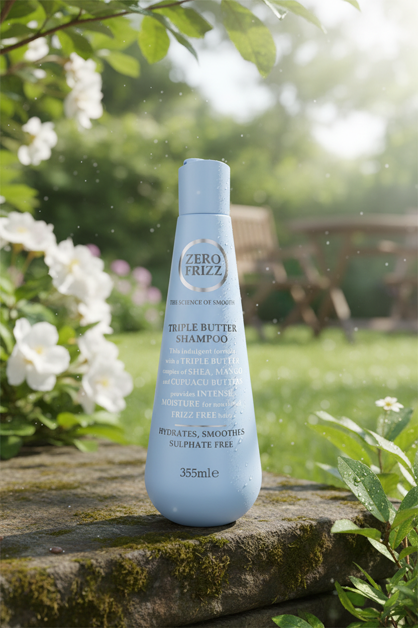 Zero Frizz Triple Butter Shampoo outdoor setting