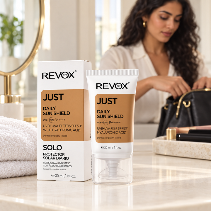REVOX Daily Sun Shield in morning skincare setting