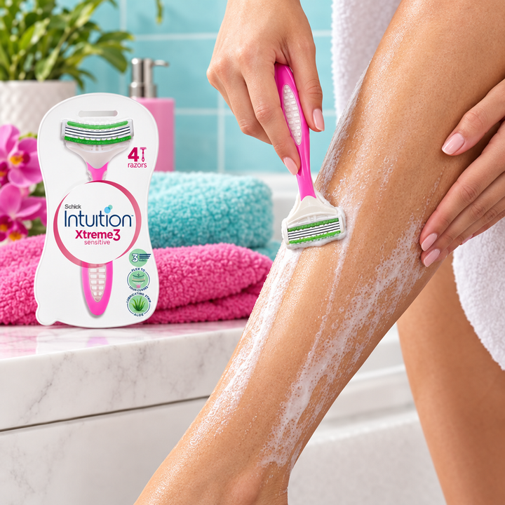 Using Schick Intuition Xtreme3 Sensitive razor on lower leg
