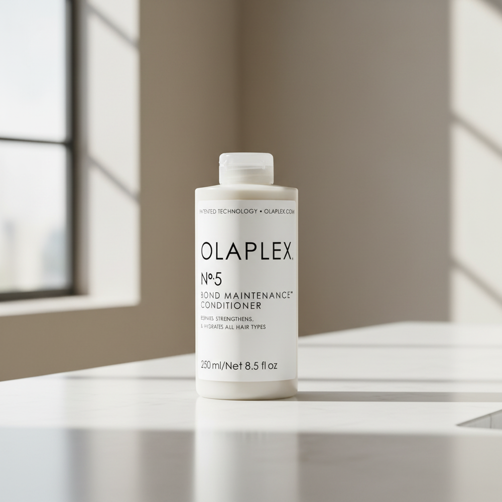 OLAPLEX No.5 Bond Maintenance Conditioner in a luxury bathroom