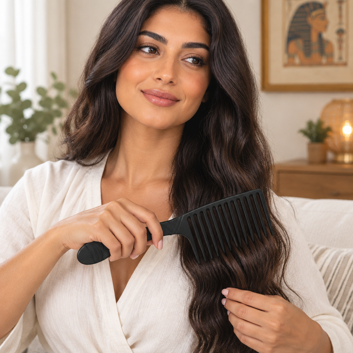 Woman using WetBrush Pro Jumbo Rake Comb