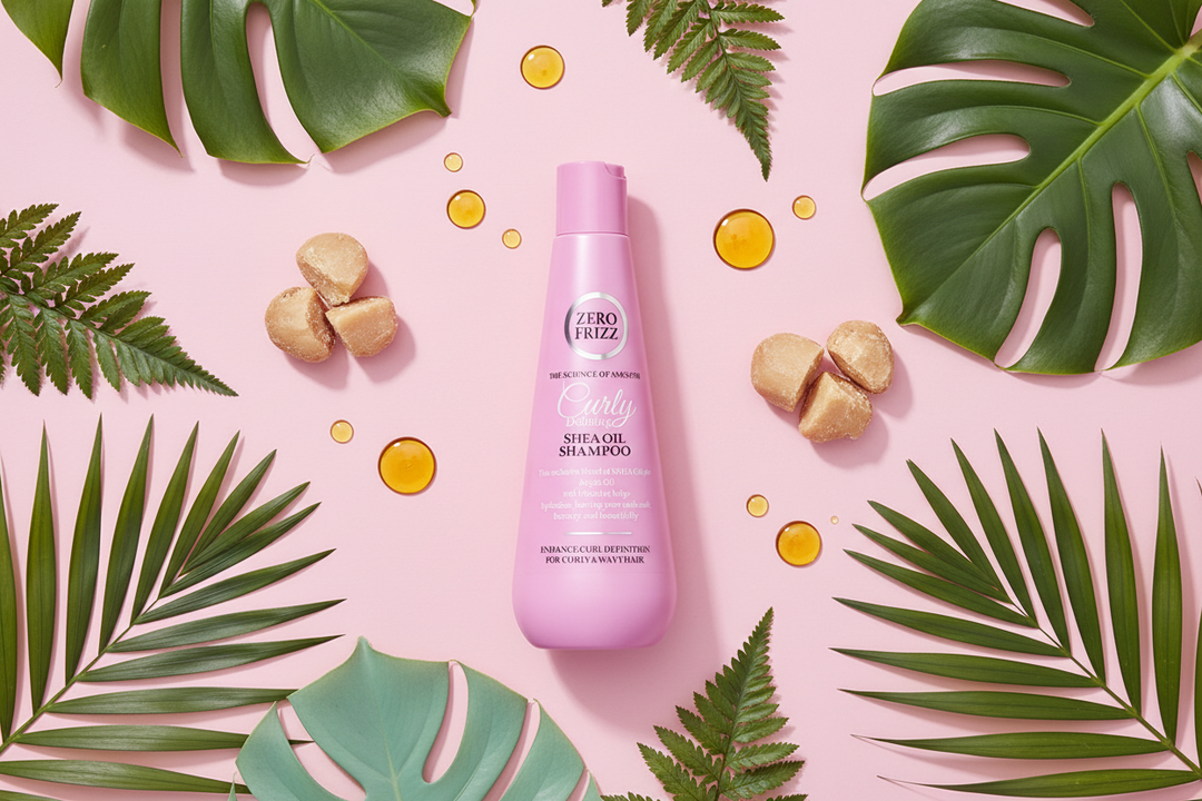 Zero Frizz Shea Oil Shampoo - Ingredients Flat Lay