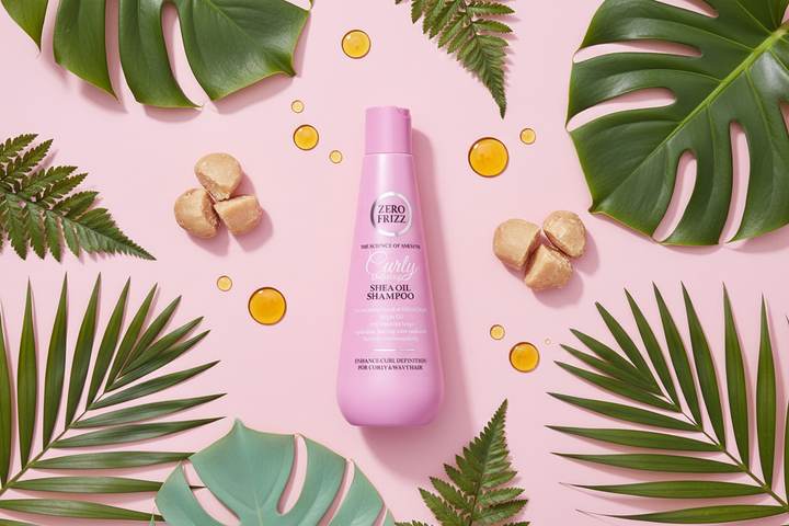 Zero Frizz Shea Oil Shampoo - Ingredients Flat Lay