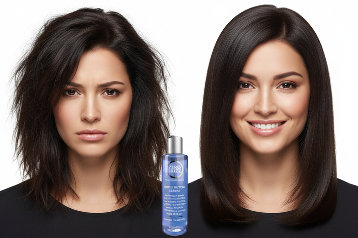 Zero Frizz Triple Butter Serum before and after