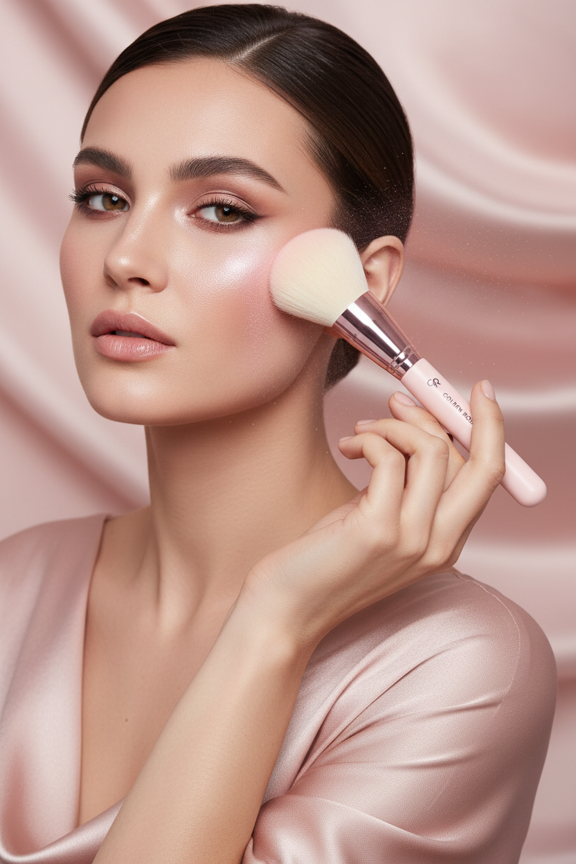 Model using Golden Rose powder brush