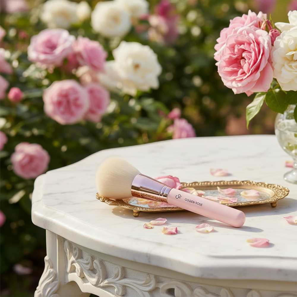 Golden Rose powder brush outdoor luxury shot