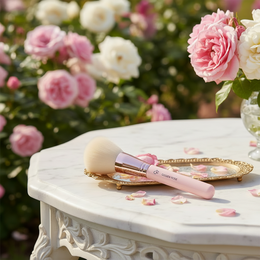 Golden Rose powder brush outdoor luxury shot