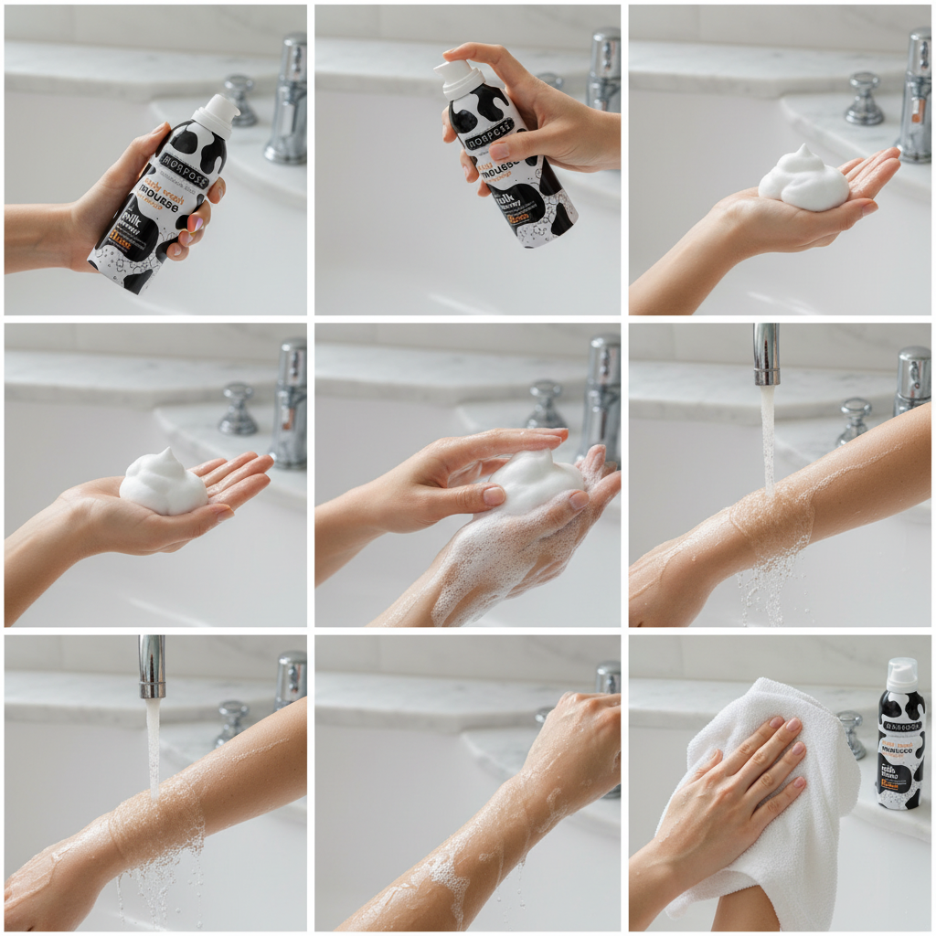 Morfose Milk Therapy Body Wash Mousse - How to Use