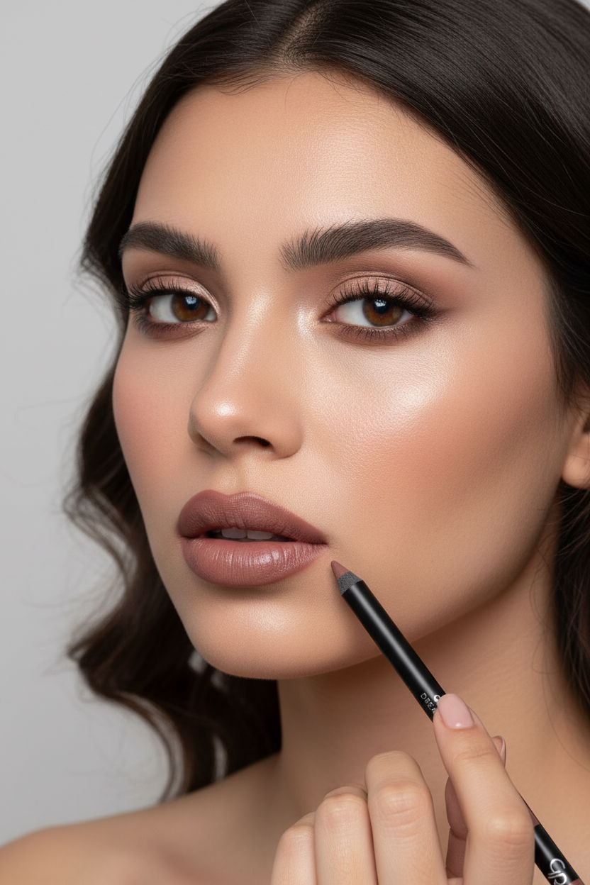 Model wearing Golden Rose Dream Lips Lipliner No 518