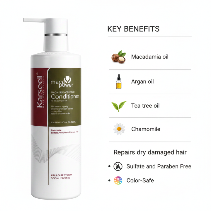 Benefits - Sulfate-free, paraben-free, color-safe deep repair | خالي من السلفات، آمن للشعر المصبوغ