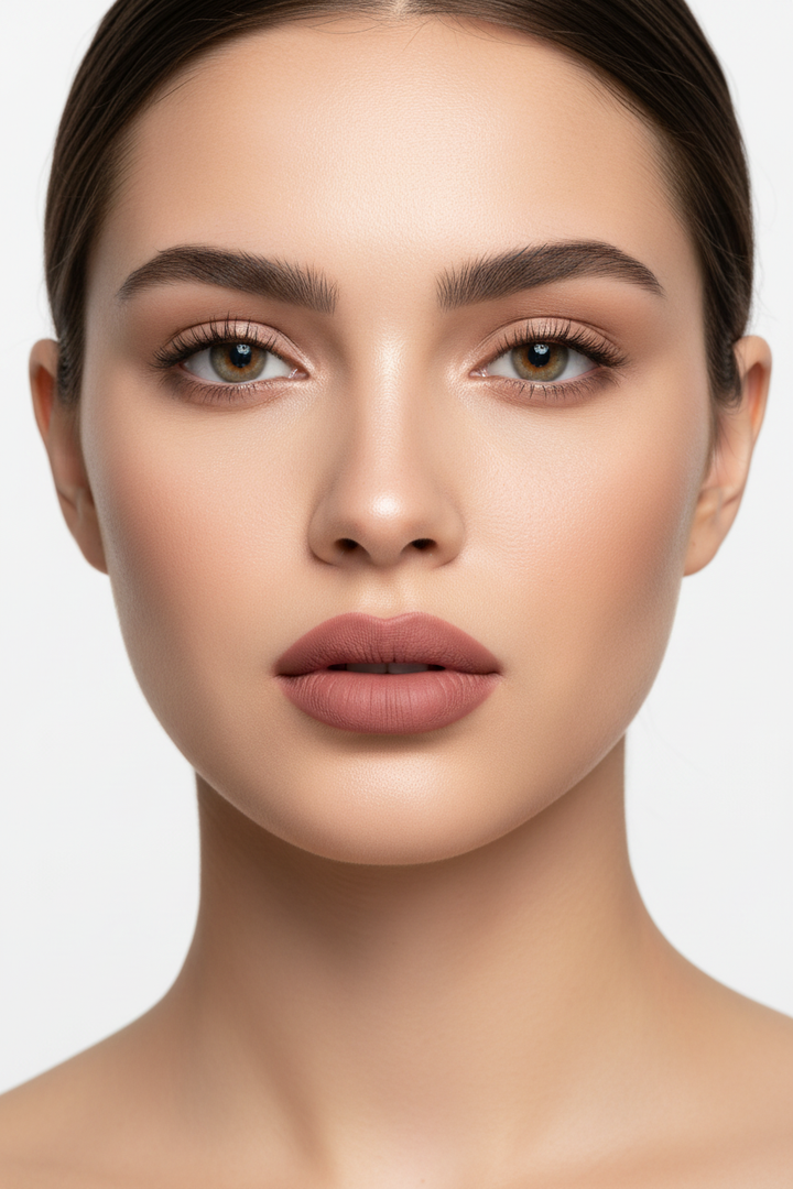 Model wearing Golden Rose Matte Lipstick Crayon No 21