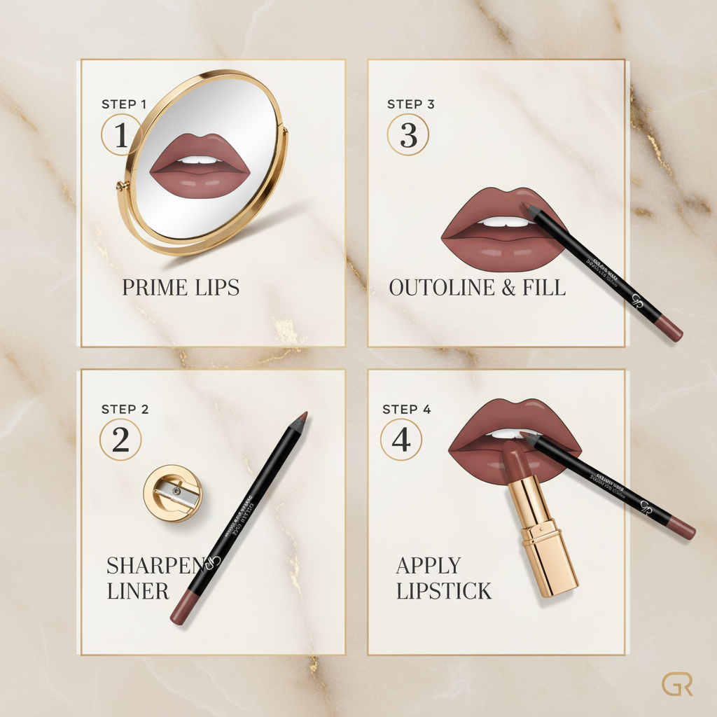 How to apply Golden Rose Dream Lips Lipliner No 518
