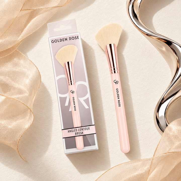 Golden Rose angled contour brush flat lay