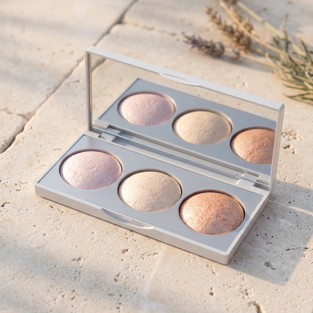 Golden Rose Strobing Highlighter Palette outdoor | باليت هايلايتر جولدن روز تصوير خارجي
